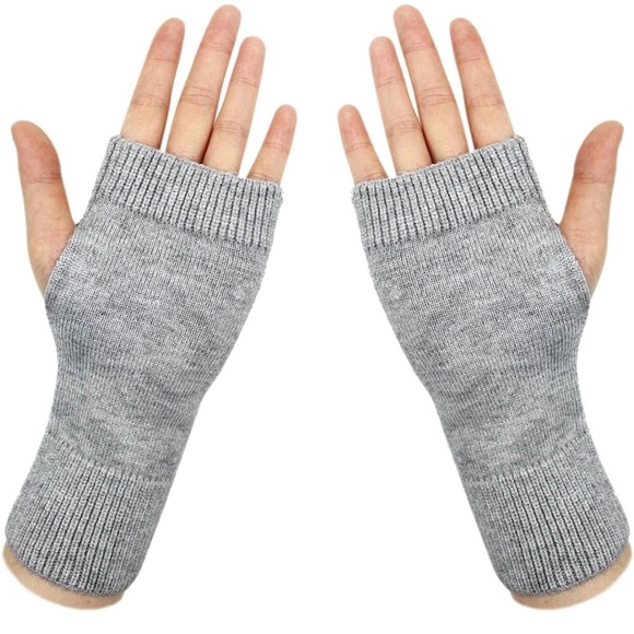 Lightweight Half Fingerless Mittens Thumb Hole Warm Gloves for Women (BLACK) - Picture 1 of 7